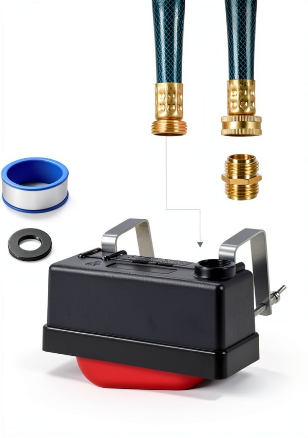 Water Trough Float Valve Apxton TM825 Small Red HDPE for Livestock-3